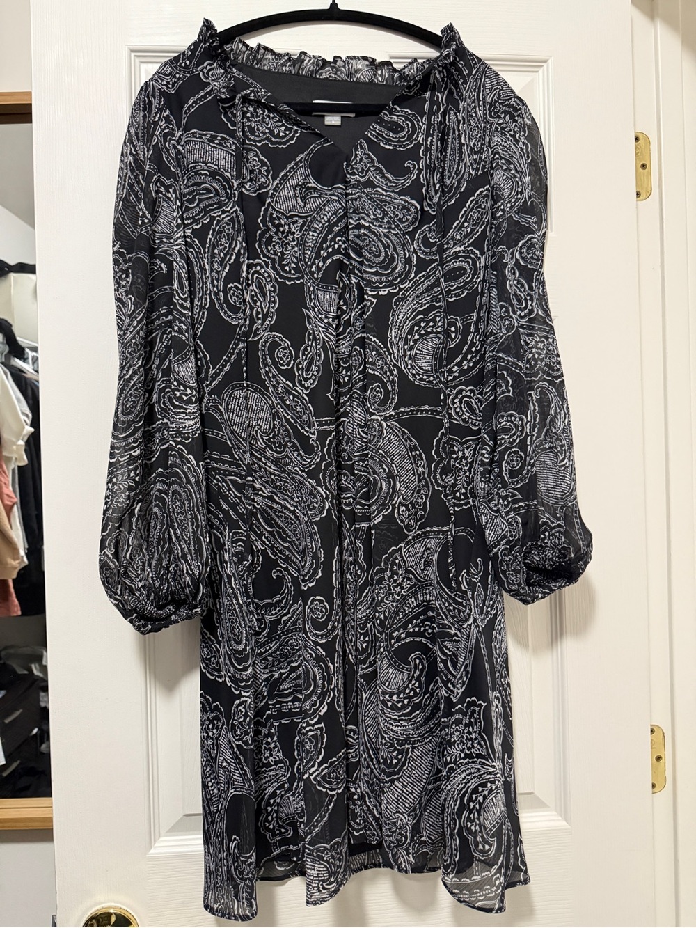 Calvin Klein Black and White Paisley Mini Dress